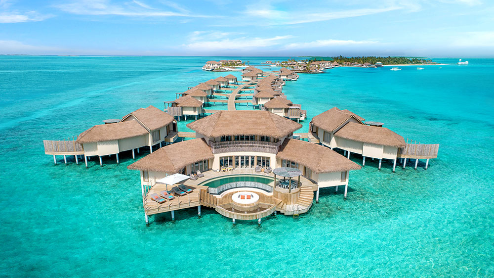 intercontinental maldives full aerial view 3 bedroom overwater residence